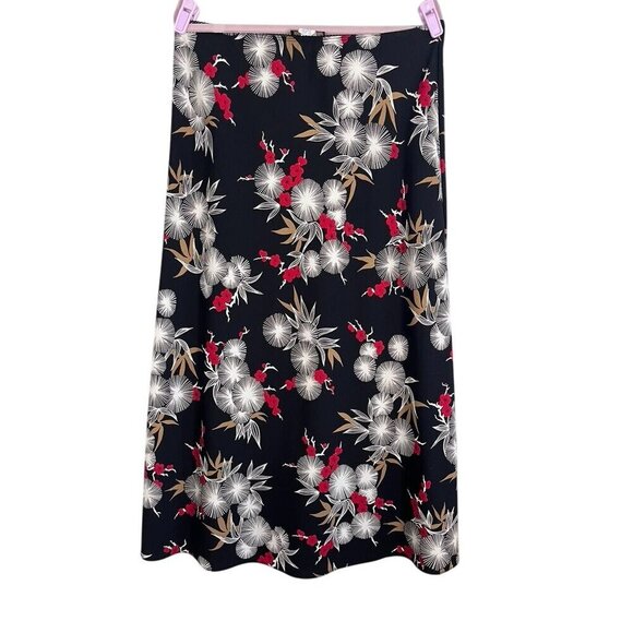 Retro Colorful Floral Skirt 12 Black Boho Western Hippie Indie 80s Folk Cowgirl - Picture 1 of 11